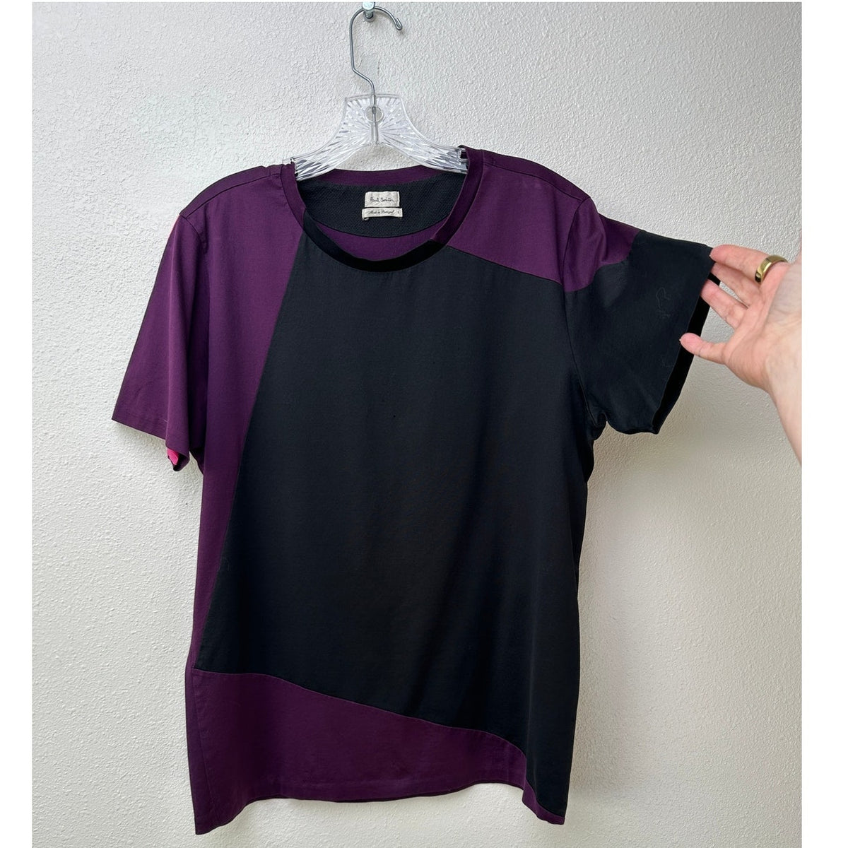 Paul Smith Tee Black Purple Womens US L Colorblock