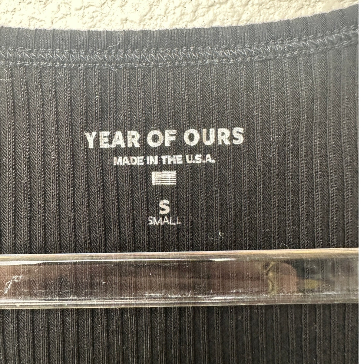 Year of Ours Black Ribbed V Neck Crop Tank Top Small