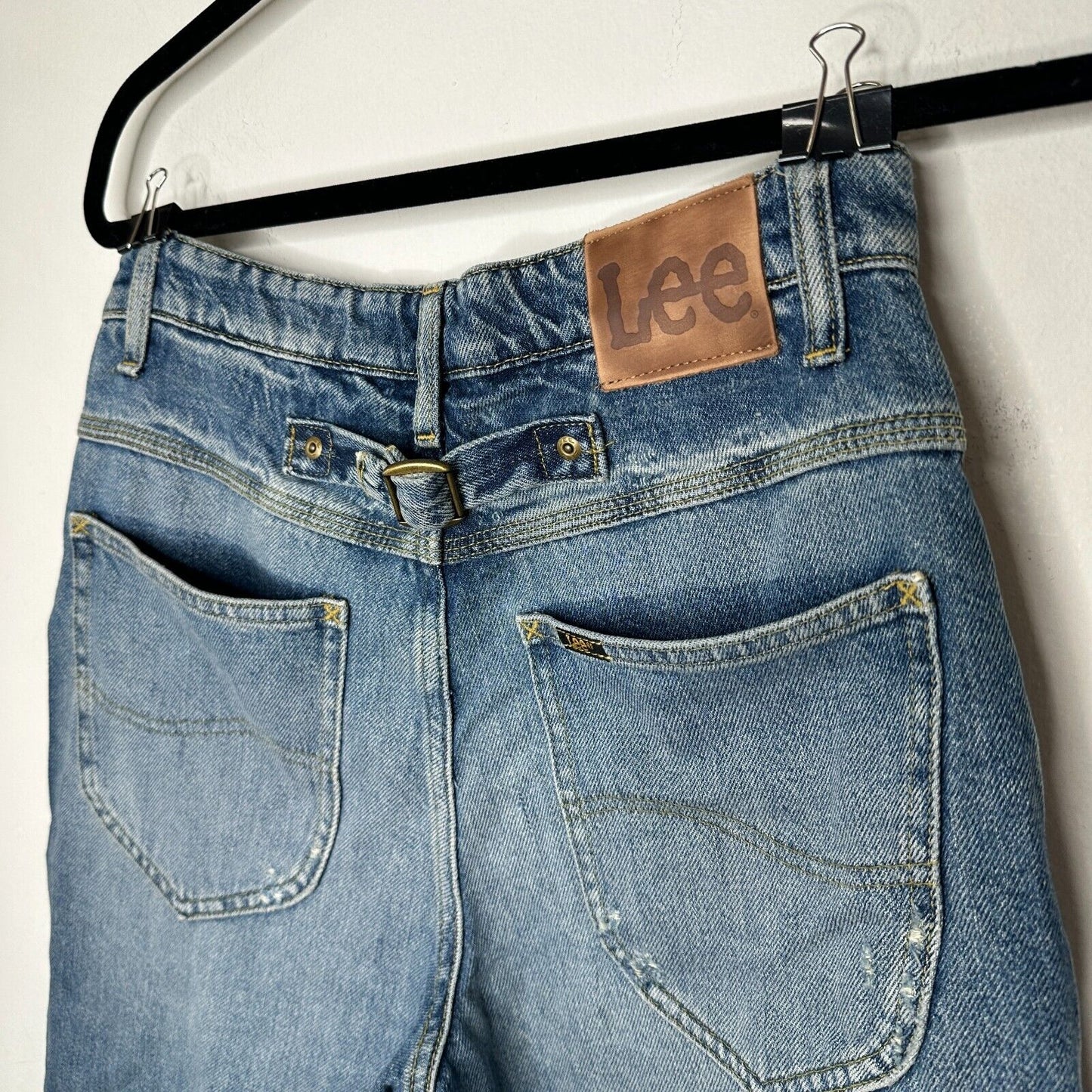 NWT Lee Vintage Medium Blue Wash High Rise Relaxed Stovepipe Distressed Jeans 28