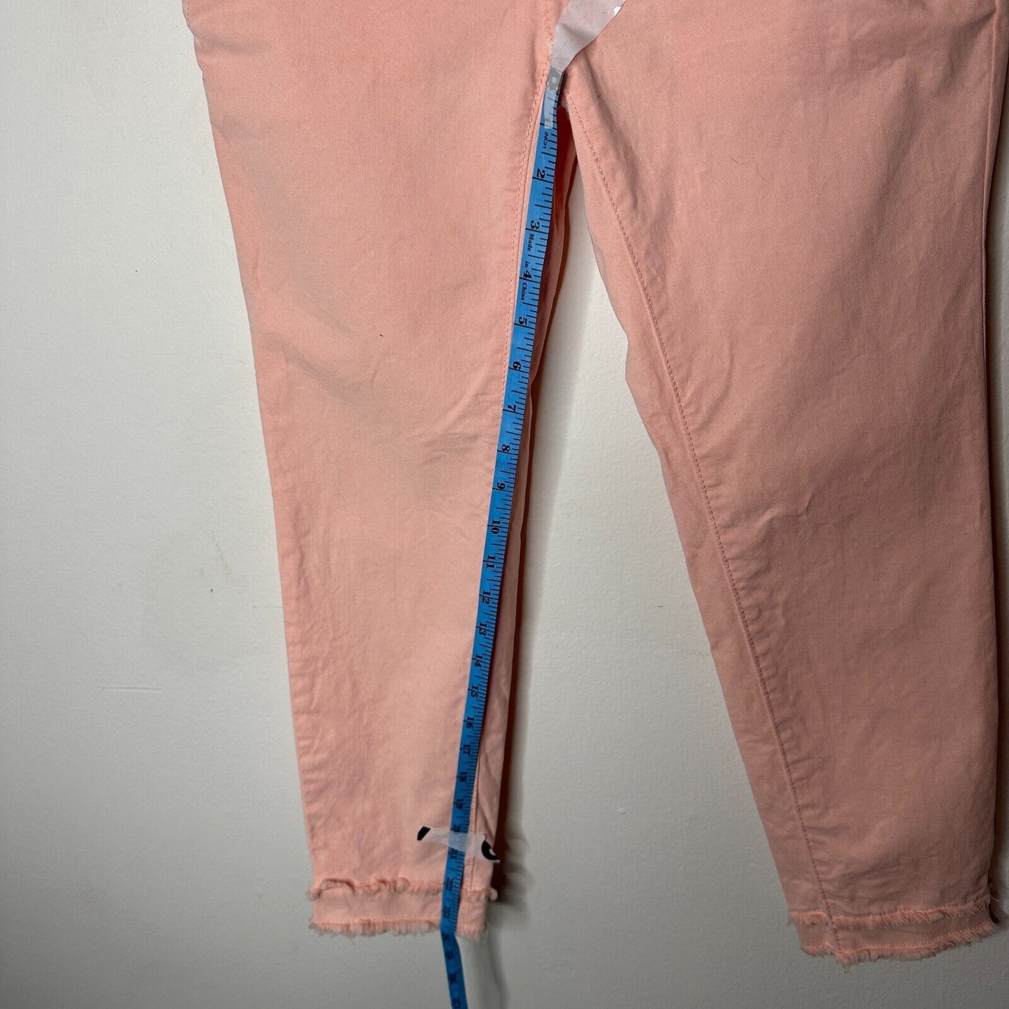 Loft Pastel Pink Peach Cute Double Frayed Skinny Crop Pant Chino Zip 00P