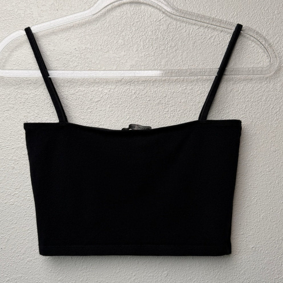 Brandy Melville Black Button Crop Tank Womens XS