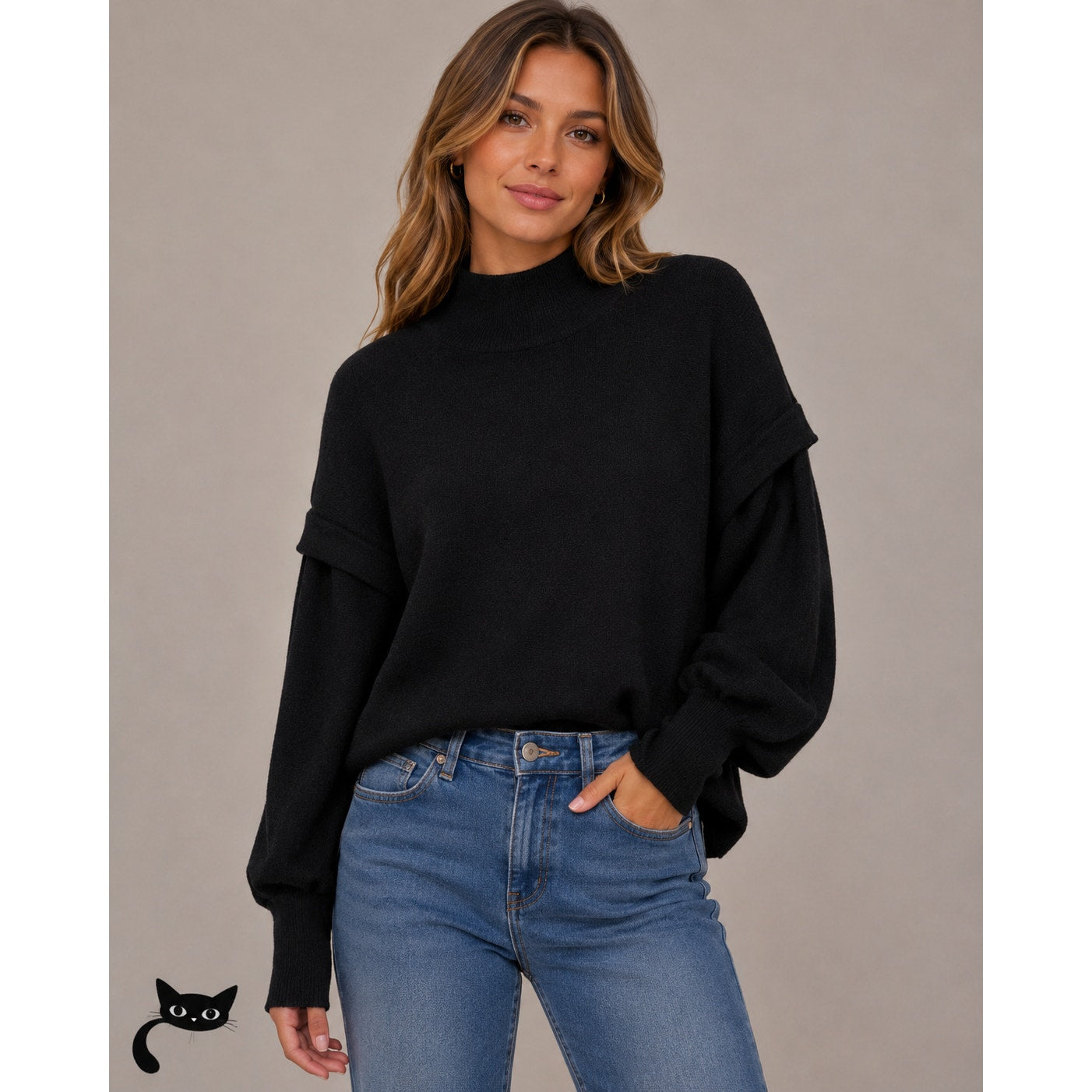 Jonathan Simkhai Black Mackenzie Mock Neck Cashmere Sweater