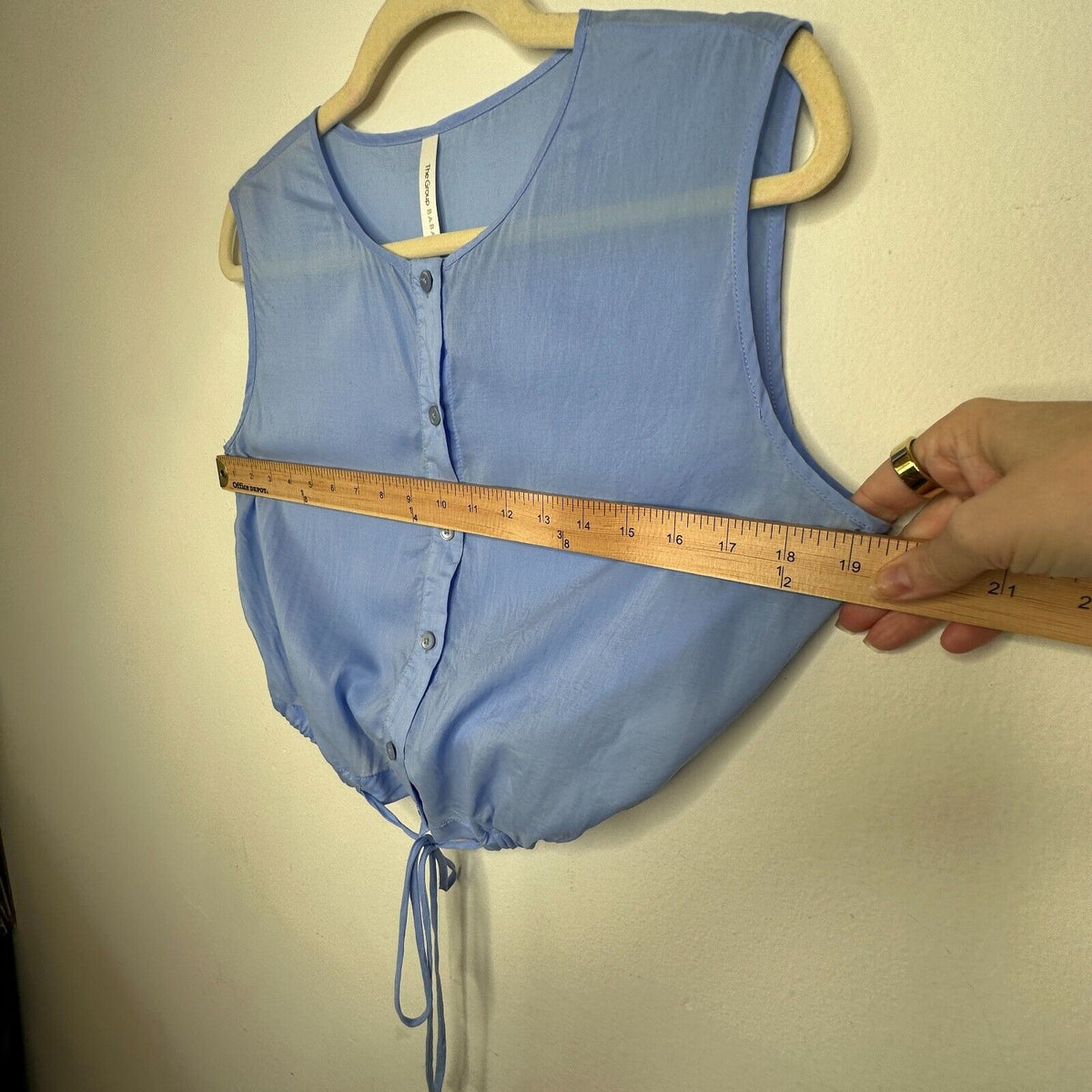 Aritzia Babaton Light Blue Cardin Sleeveless Button-Down Drawstring Waist Top XS