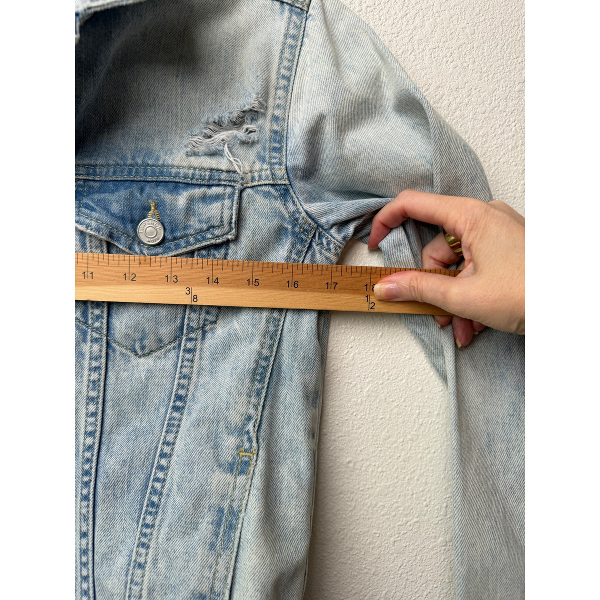 Topshop Moto Light Wash Distressed Denim Jacket Women's 2