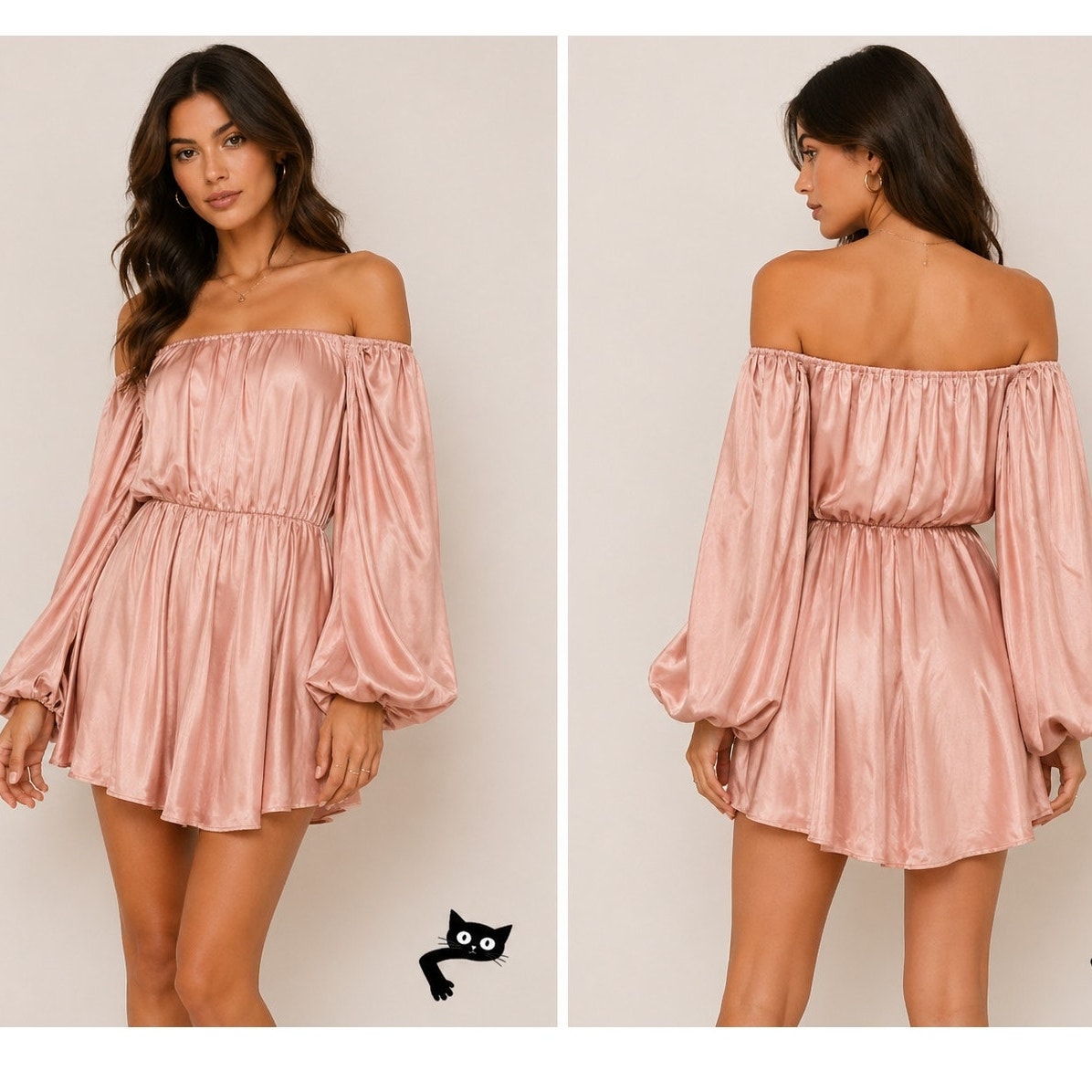 Revolve Lovers + Friends Pink Windblown Off Shoulder Balloon Sleeve Mini Med