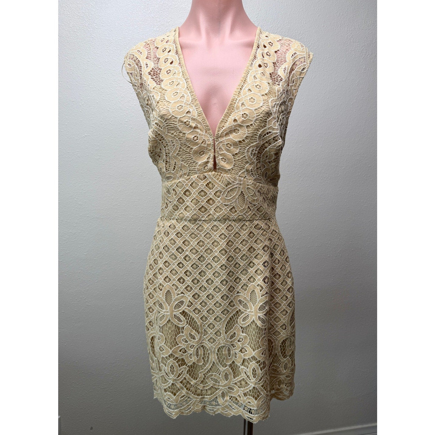 NWT Free People One Million Lovers Ivory Crochet Lace Mini Dress Size 10