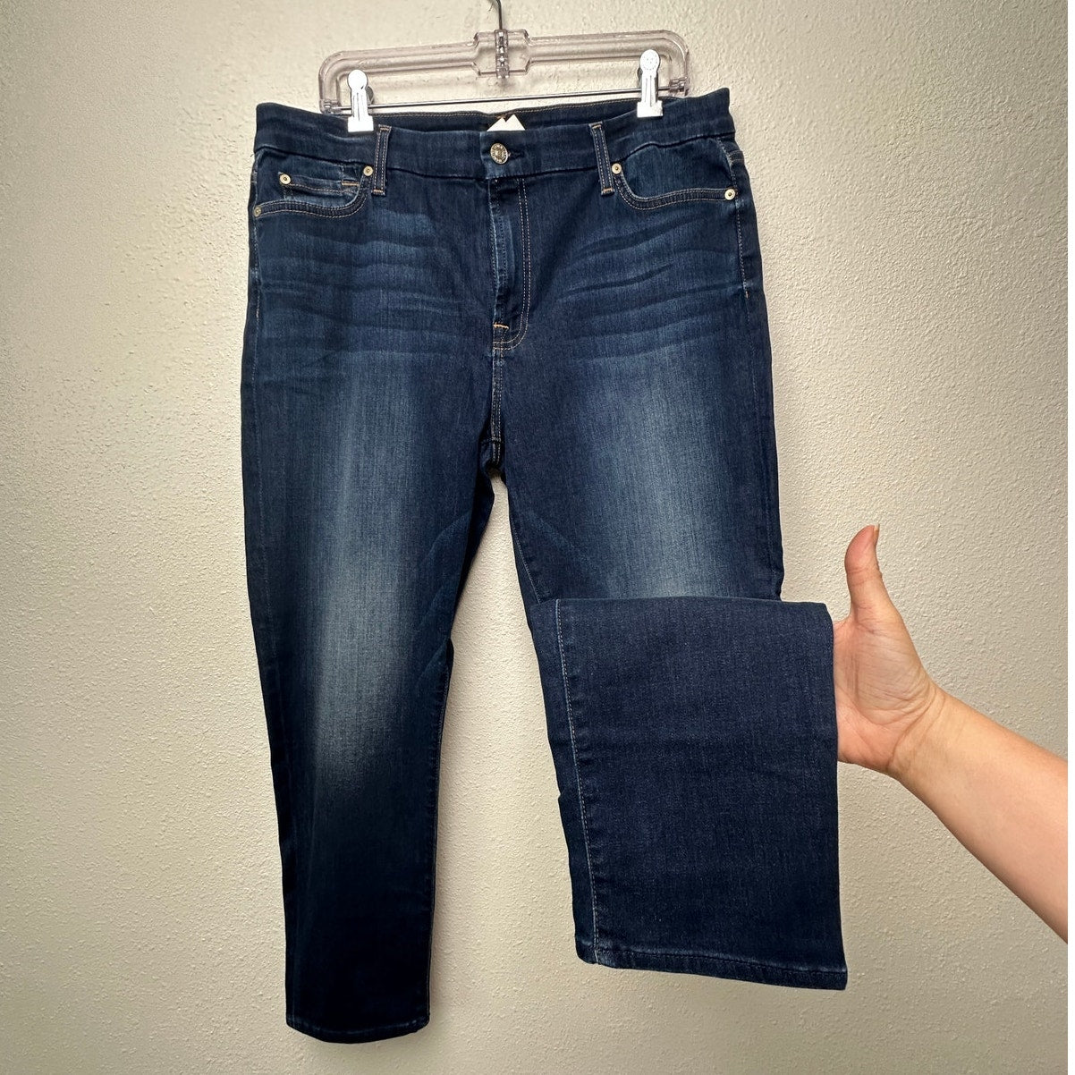 NWT 7 For All Mankind Kimmie Crop Skinny Jeans Dark Blue Women’s 33