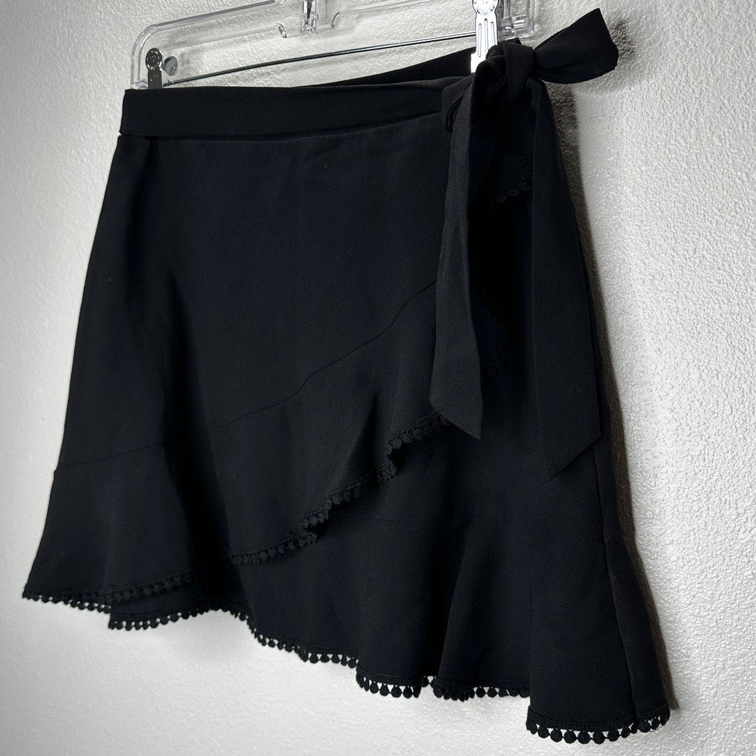 Cupcakes & Cashmere Black Pom-Pom Tiered Ruffle Faux Wrap Mini 6
