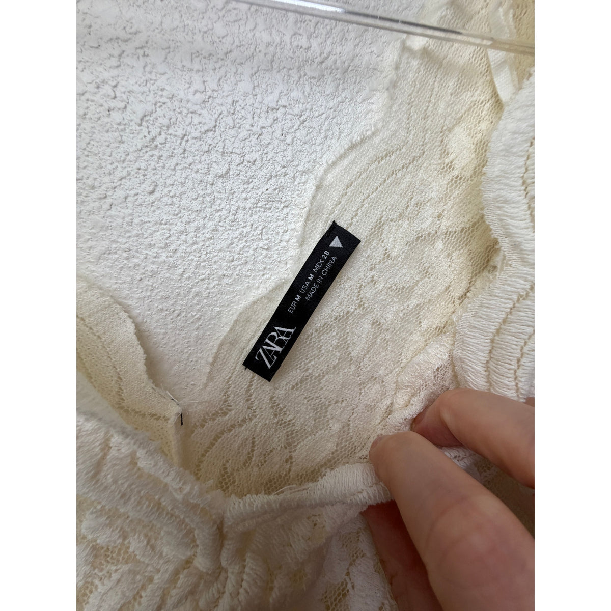 Zara Ivory Floral Lace V Neck Bodysuit Women M