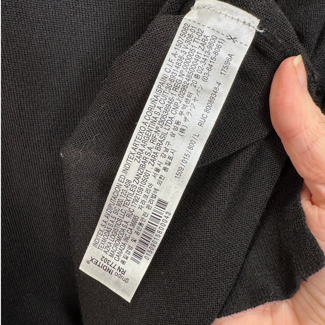 Zara Black Round Neck Long Sleeve Lightweight Thin Sweater Jumper L