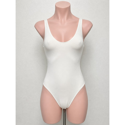 Wilfred Free White U-Neck Bodysuit XS Aritzia Minimalist Thin Stretch