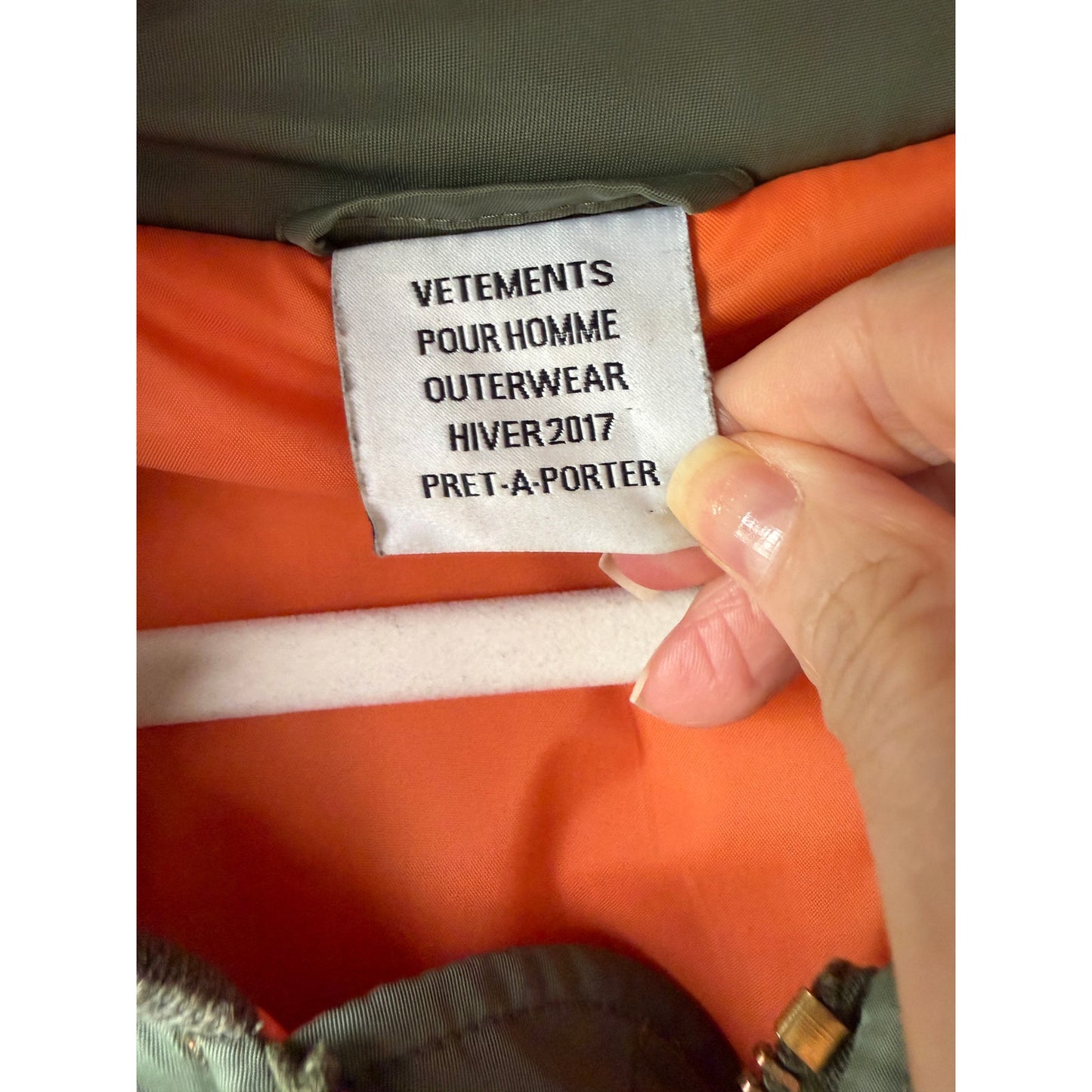 Vetements x Alpha Mens M Green Hooded MA1 Bomber