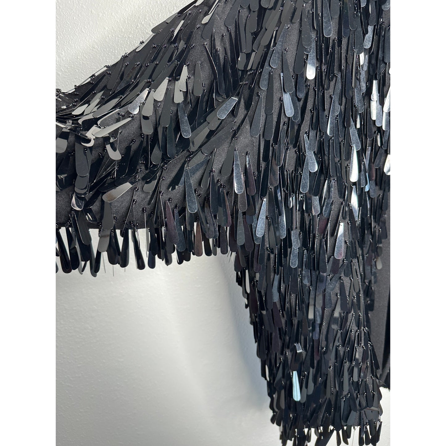 Valentino Garavani Black Sequin Fringe Shirt Jacket Medium