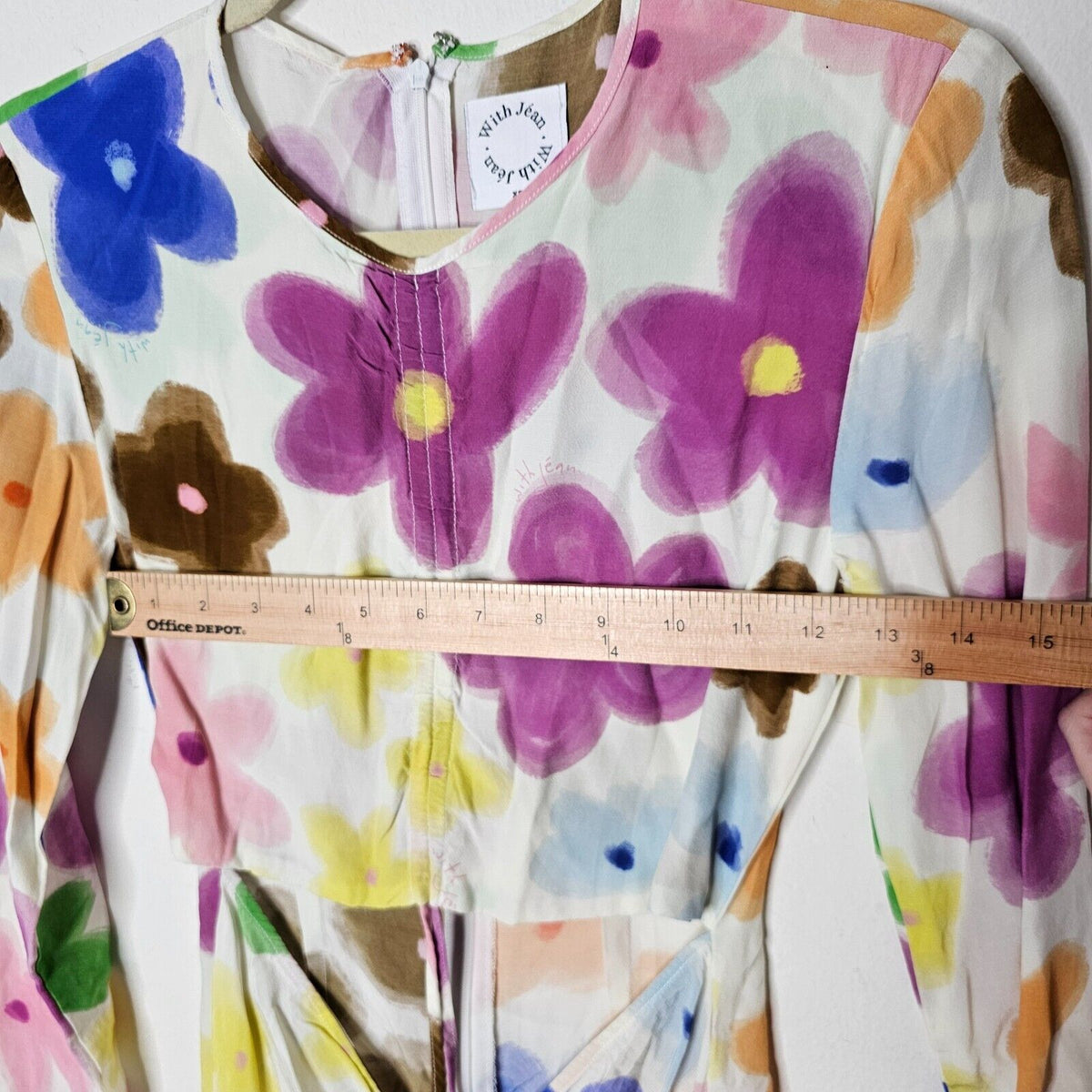 NWOT With Jean Hermana Viola Tricolor Long Sleeve Open Front Mini Dress XS