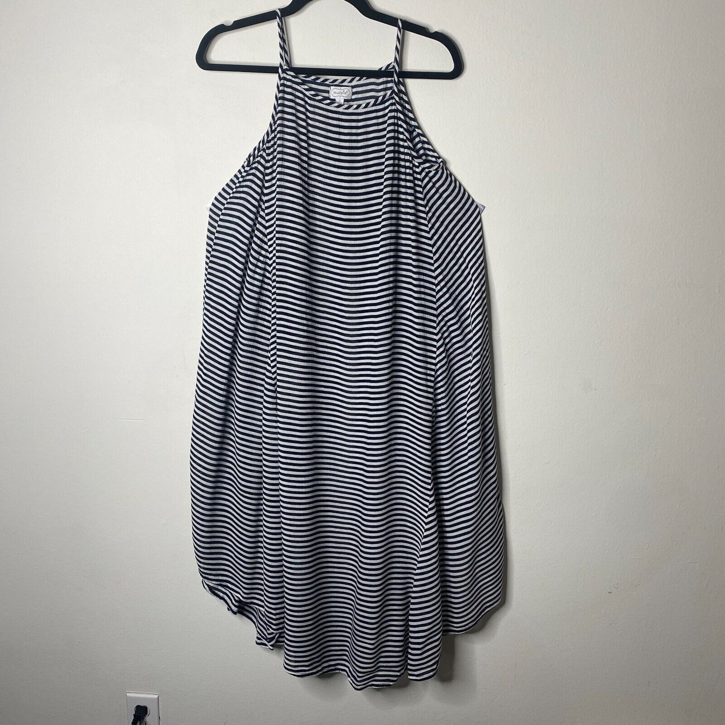 Mudpie Navy & White Thin Striped Flowy Sleeveless Stretch Tank Shift Dress S