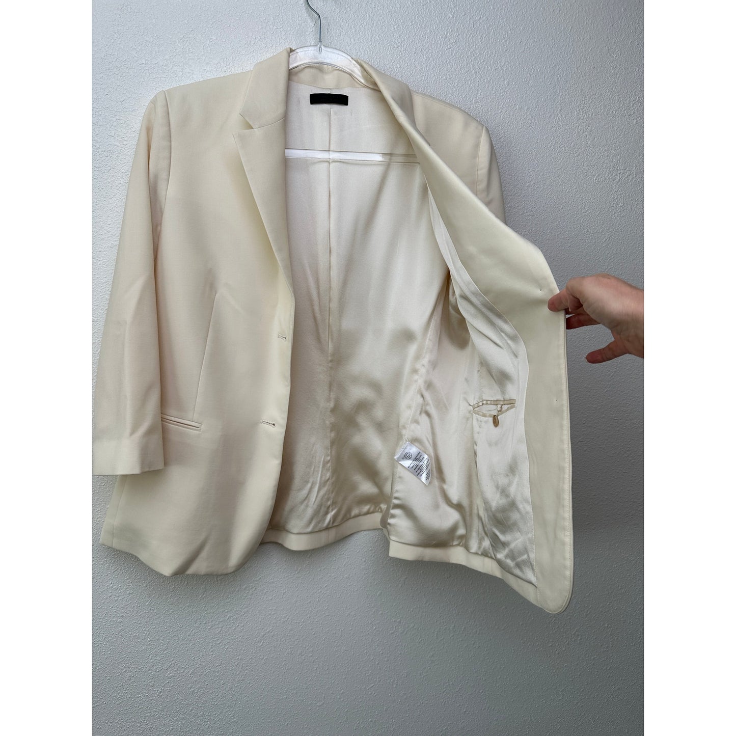 The Row Cream Wool-Silk Two-Button Blazer Jacket Women’s 14