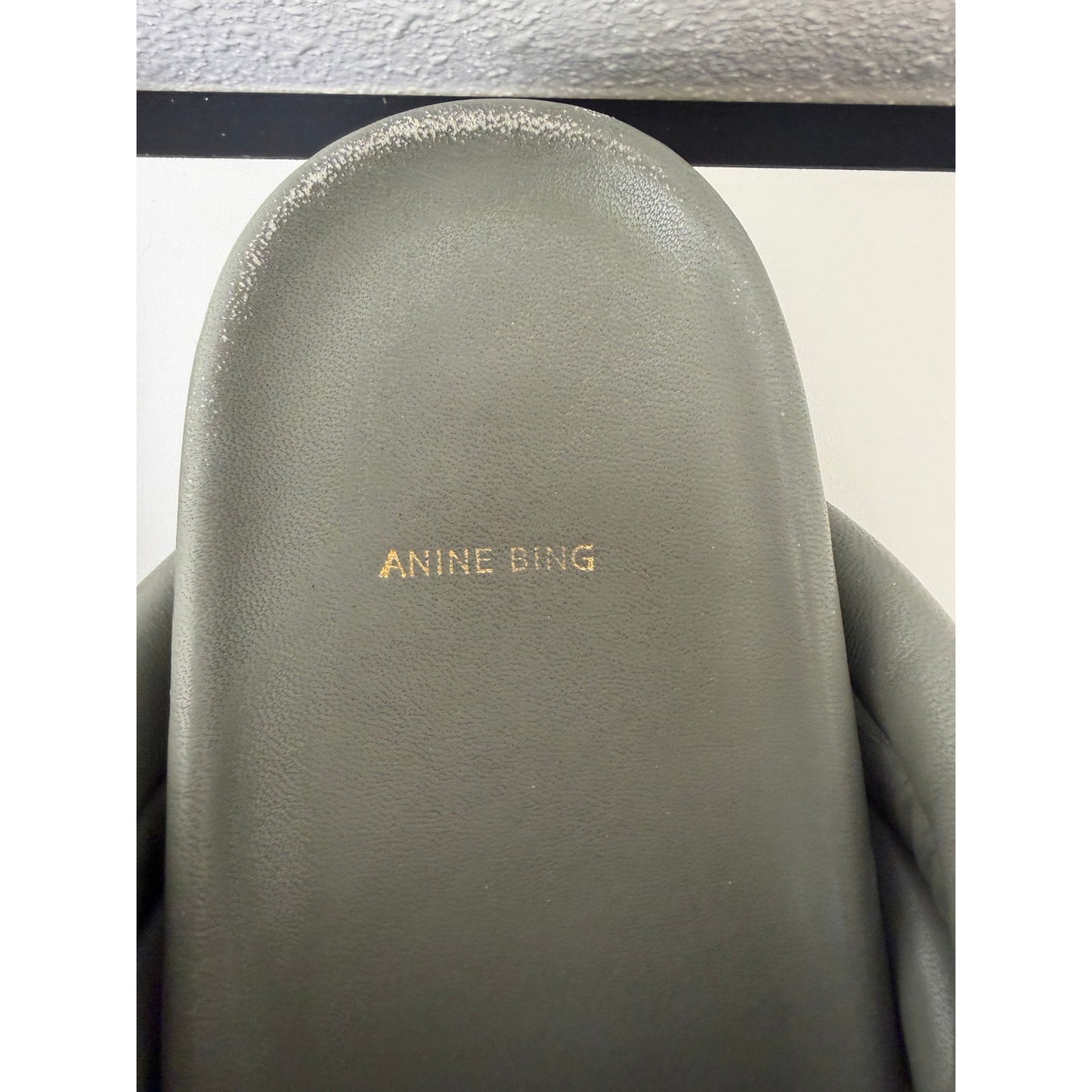Anine Bing Lizzie Slides Sage Green Womens US 8