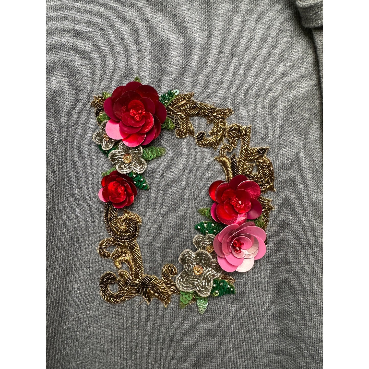 NWT Dolce & Gabbana Embellished Floral Logo Hoodie Gray Women US M
