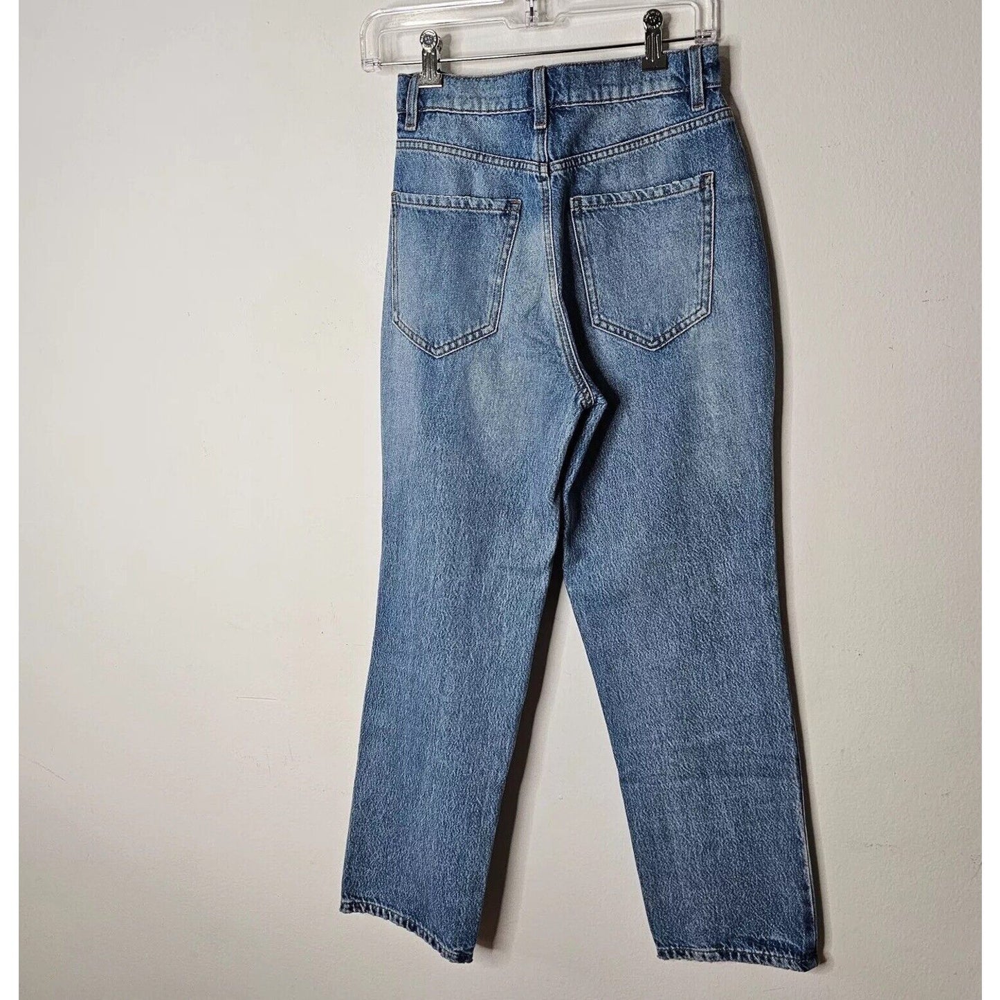 NWOT Garage Denim Medium Wash Vintage Straight Leg Mid Rise Distressed Jeans 26