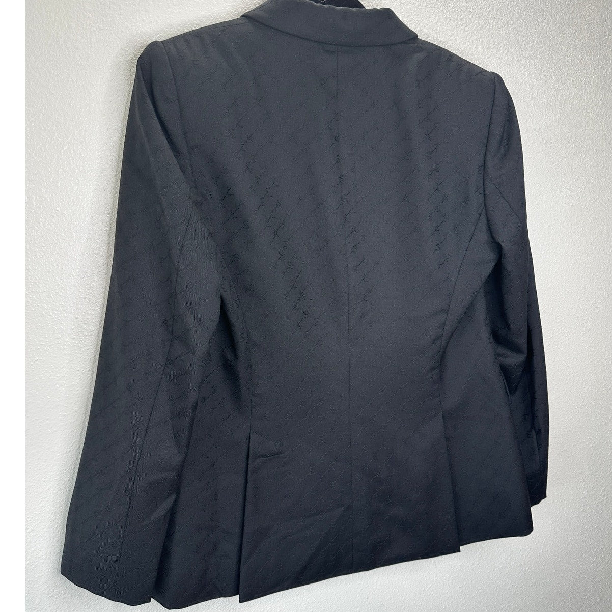 Stella McCartney Black Wool Embossed Double Breasted Button Blazer 46 / L