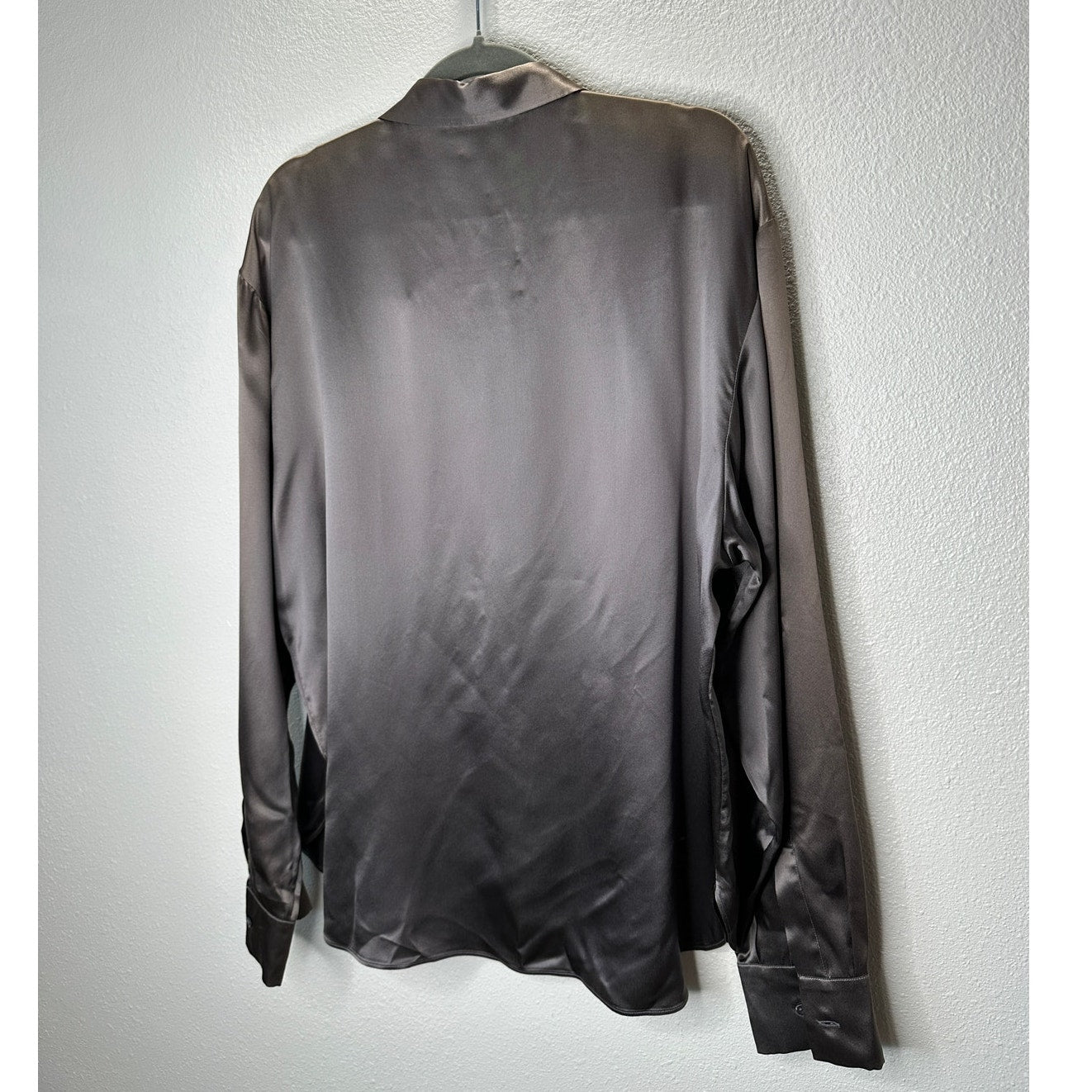 Christian Dior 100% Silk Taupe Brown Multi-Tonal Shimmer Button Blouse 14