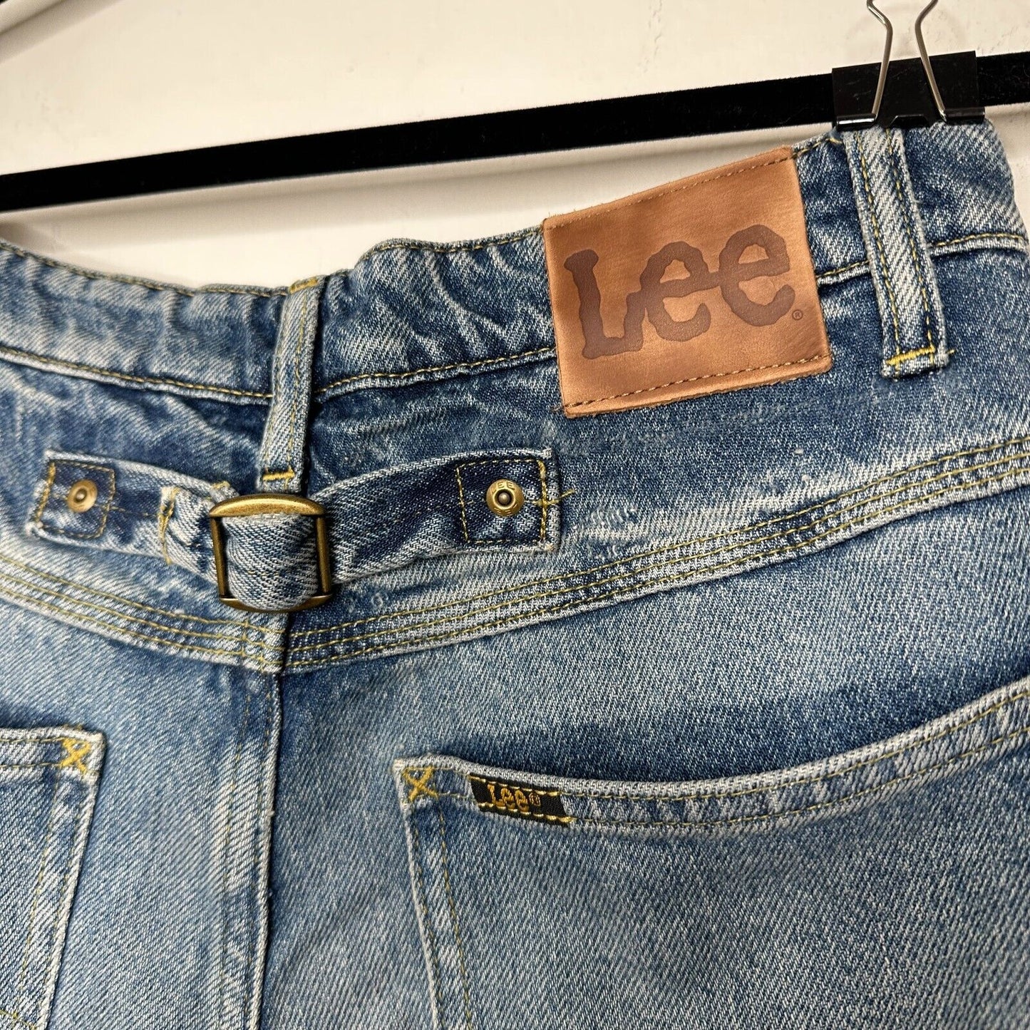 NWT Lee Vintage Medium Blue Wash High Rise Relaxed Stovepipe Distressed Jeans 28