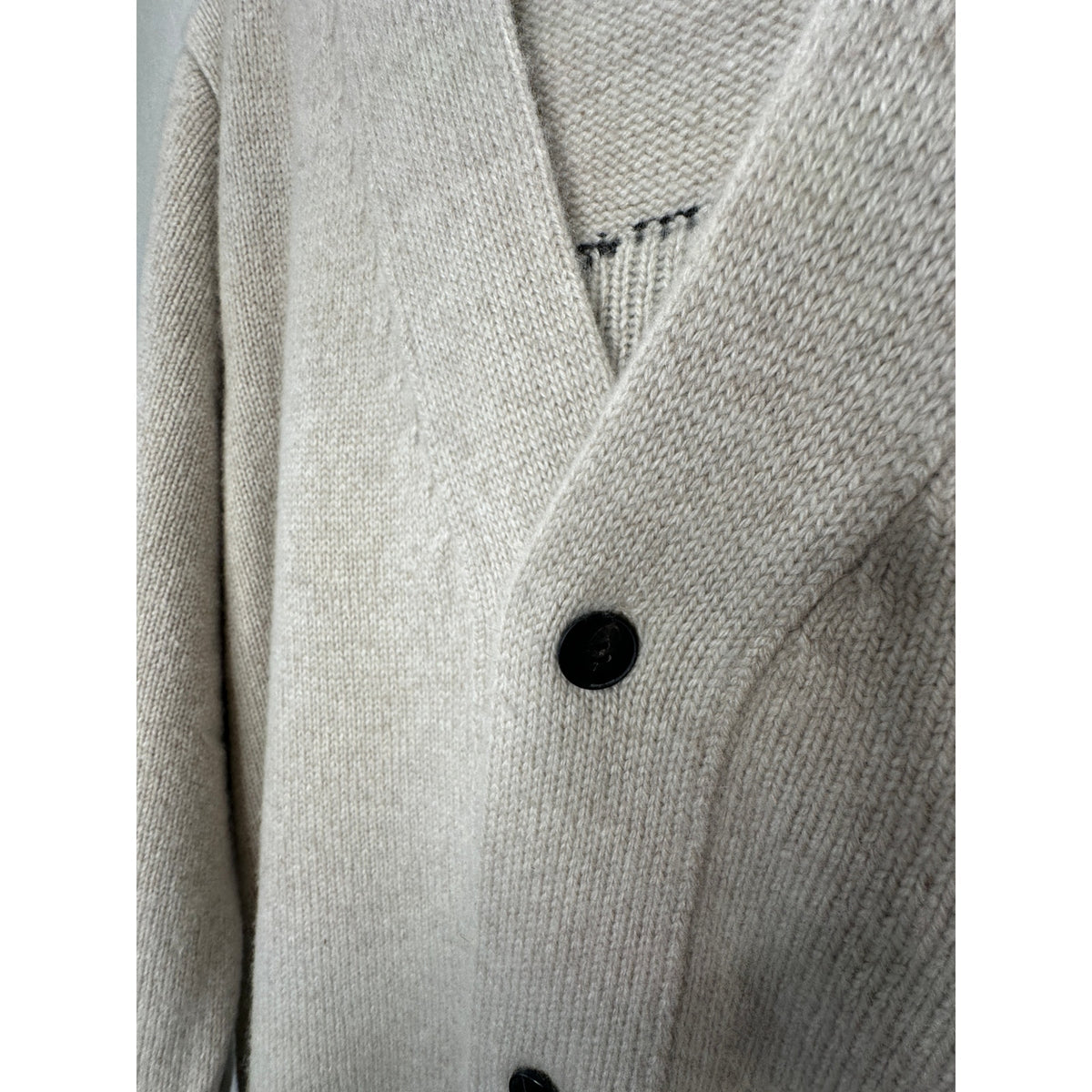 The Elder Statesman Tan Intarsia Long Line Cashmere Cardigan L