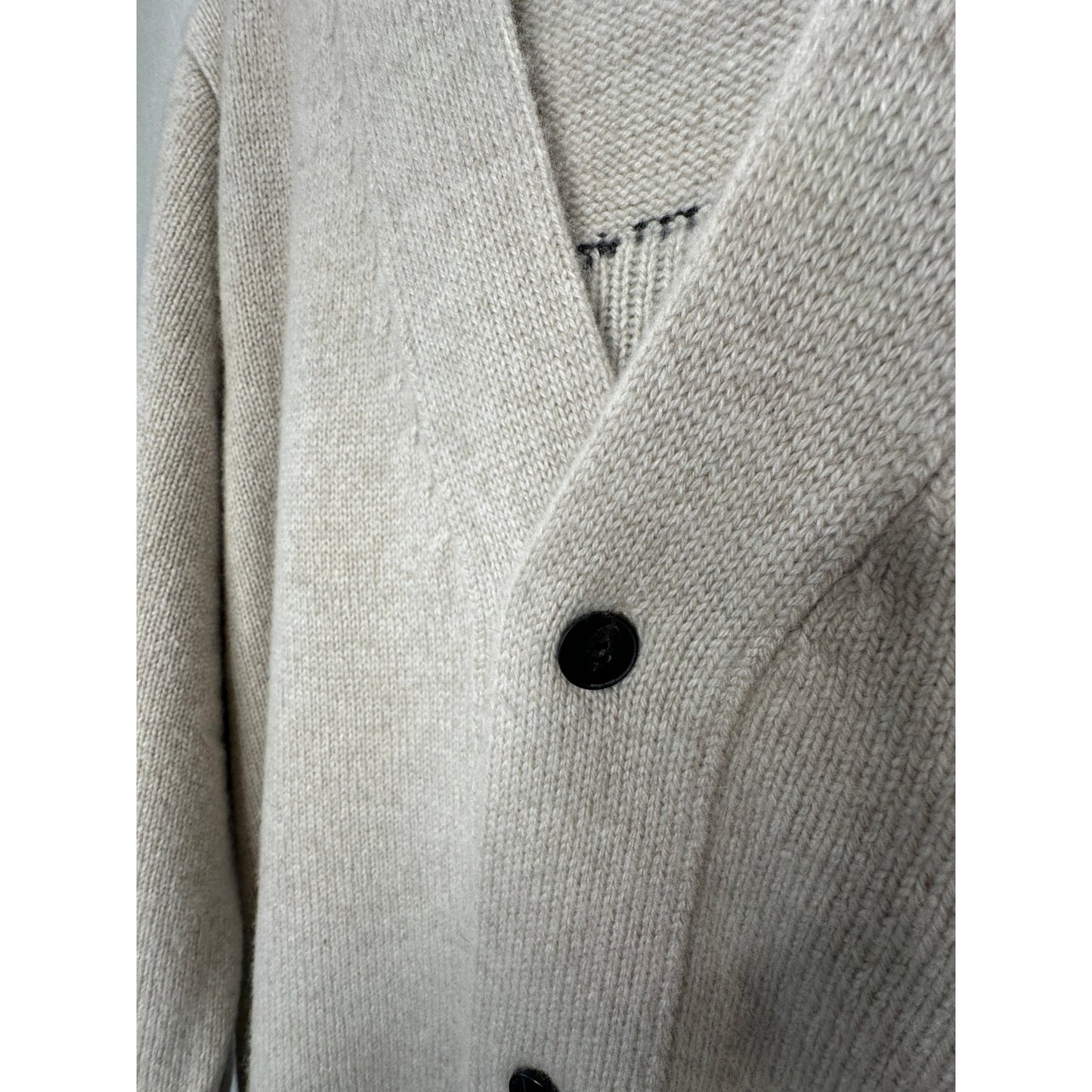 The Elder Statesman Tan Intarsia Long Line Cashmere Cardigan L