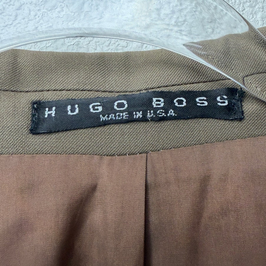 Hugo Boss Men’s Olive Green Super 100 3-Button Blazer Jacket