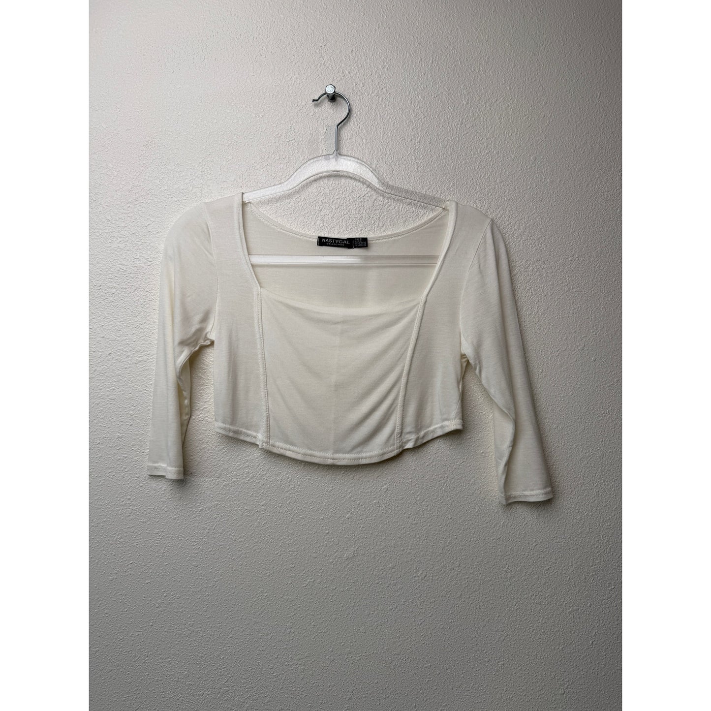 Nasty Gal Cream Square Neck Crop Top Womens US 4