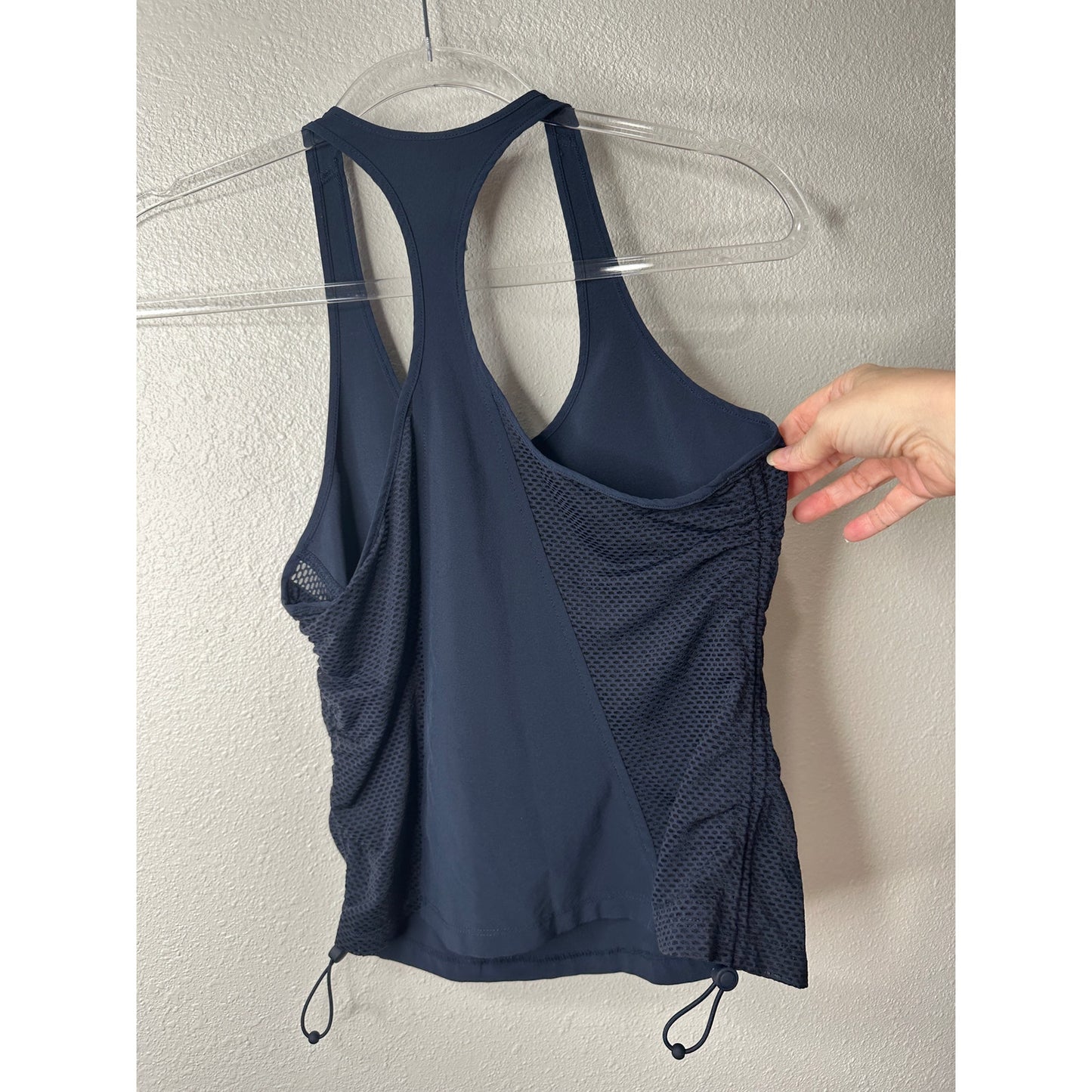 Athleta Navy Blue Mesh Racerback Tank Top XXS – Adjustable Sides Activewear