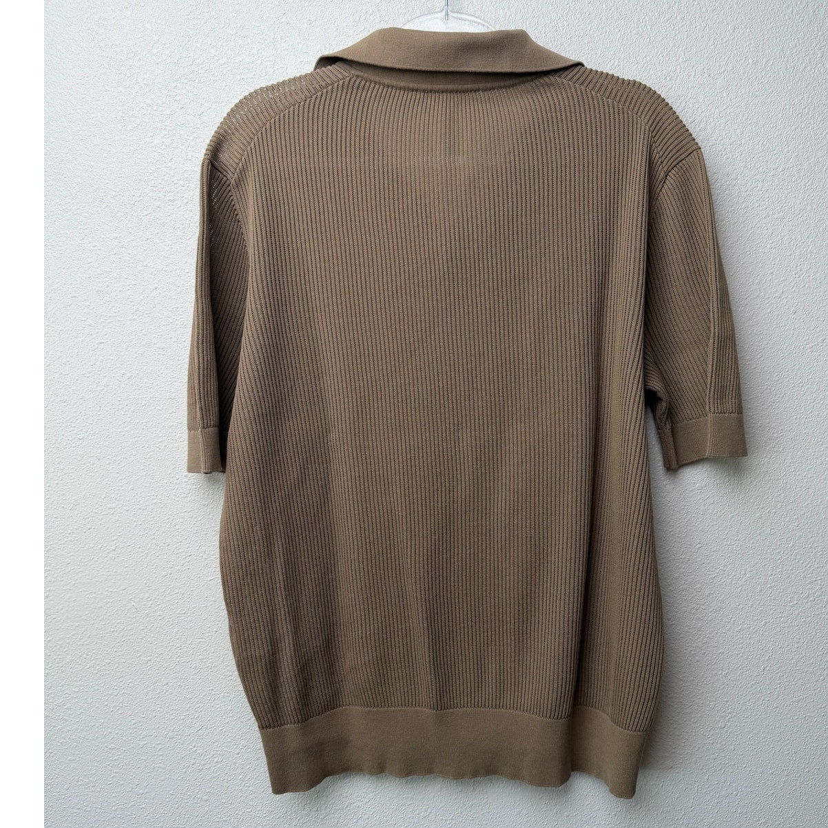 Dolce Gabbana Mens US 40 Beige Openwork Knit Polo Shirt