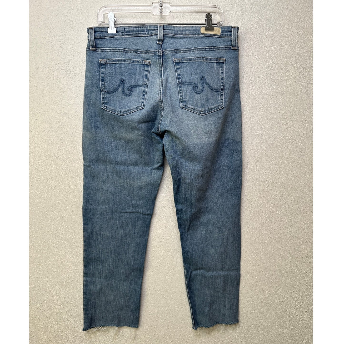AG Prima Ankle Cigarette Jeans Muted Medium Wash Raw Hem Women’s 32R