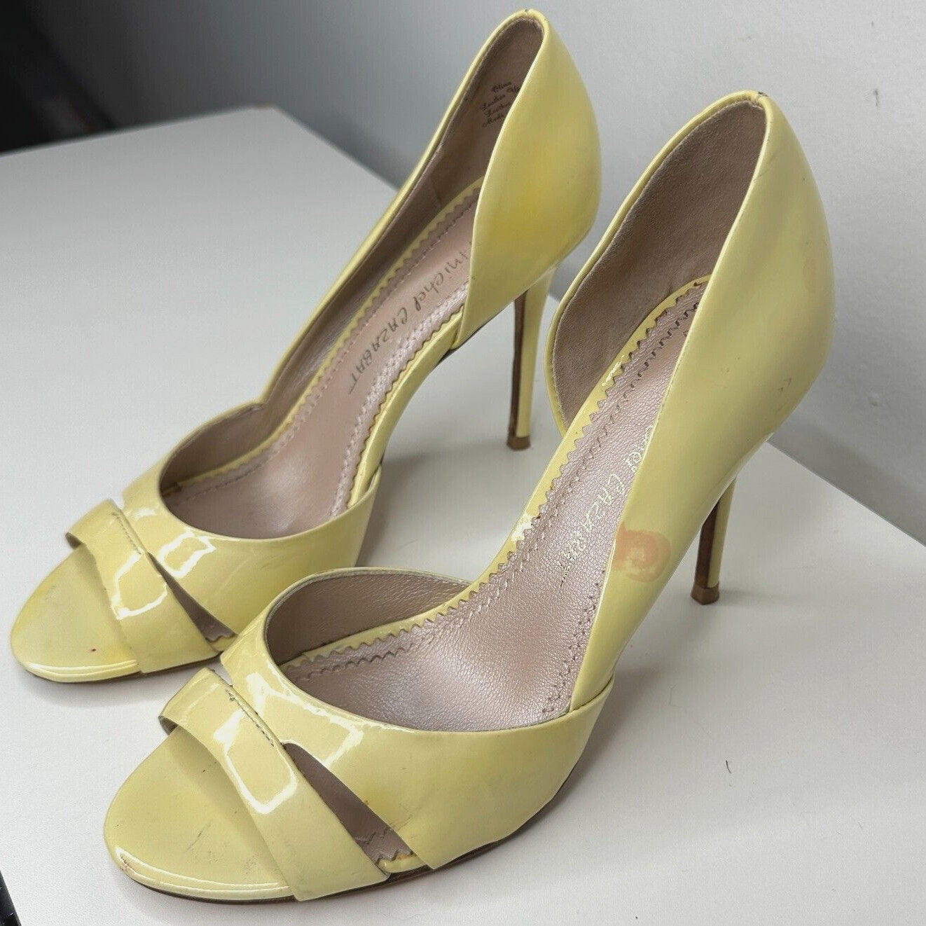 Jean-Michel Cazabat Yellow Olina Open-Toe D'Orsay Leather Stiletto Heel 38 7.5