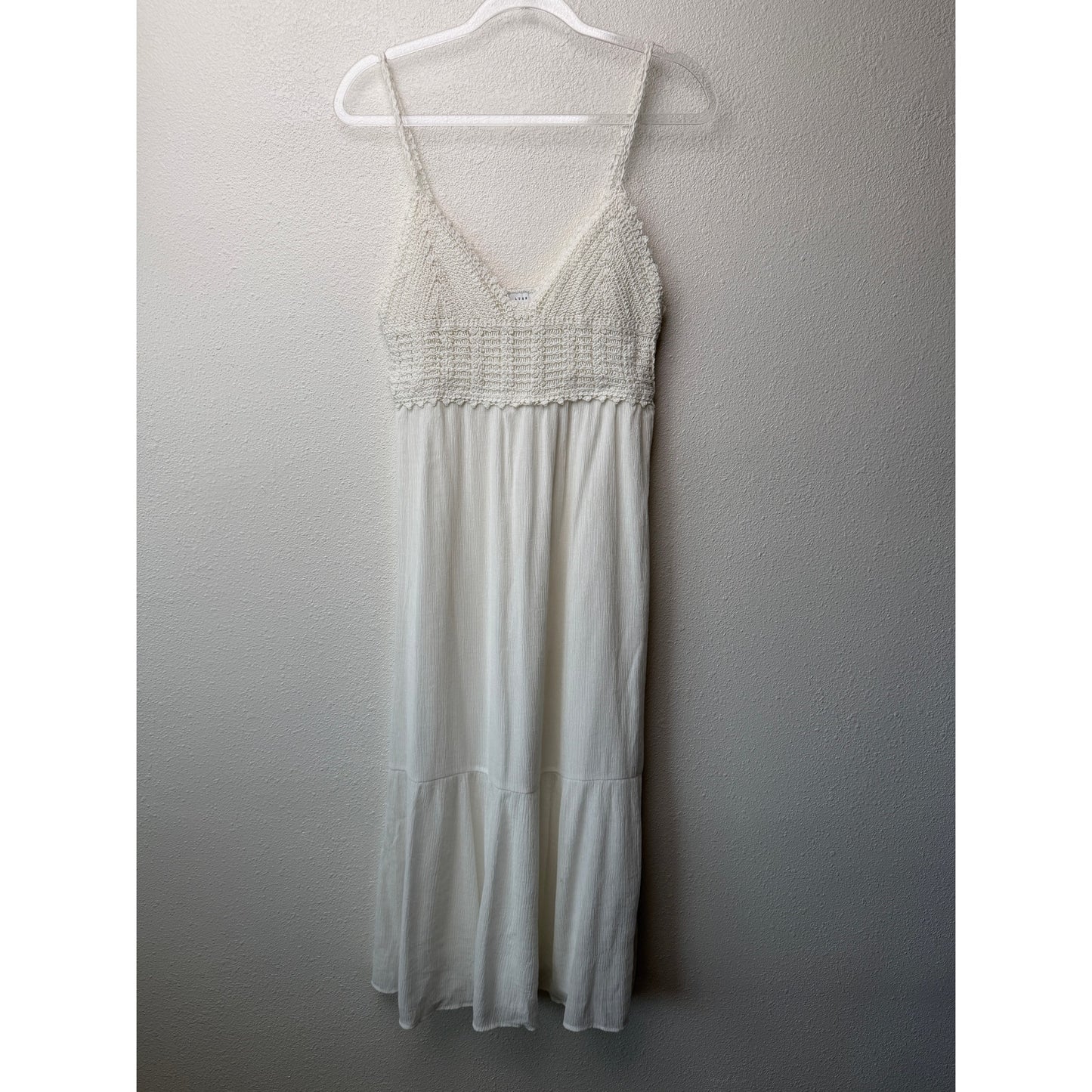 Lush Ivory Crochet Bodice Spaghetti Strap Midi Sundress Size S