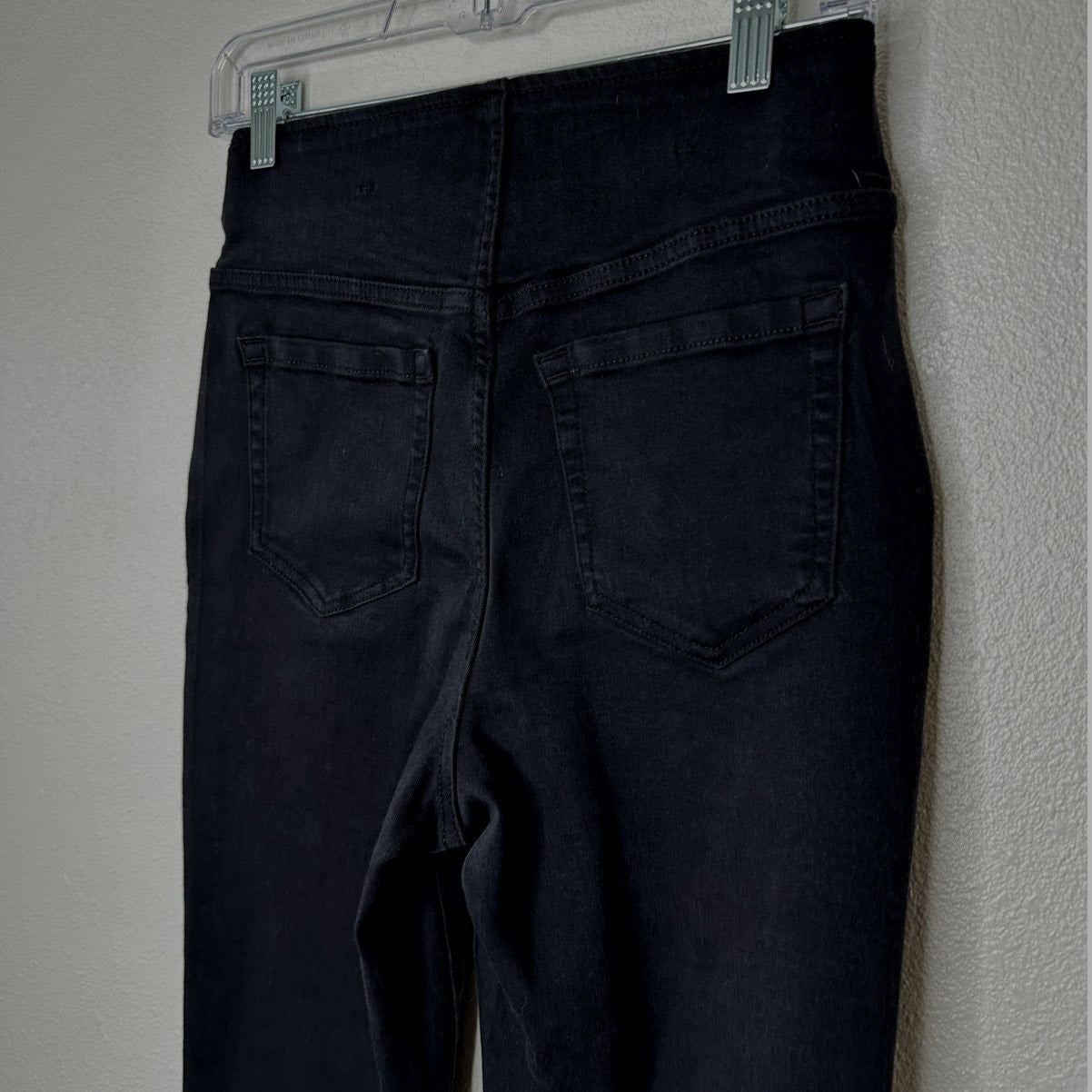 I.N.C. Black Pull On Sailor Button High Rise Back Pockets Flare Jeans 6