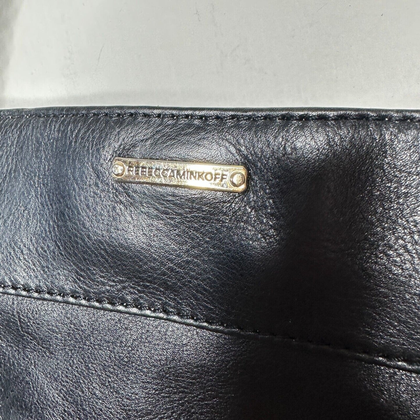 Rebecca Minkoff Black Leather Shoulder Bag Purse with Gold Hardware Chain Strap