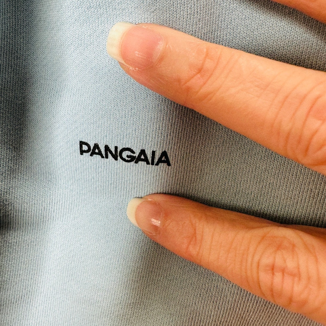 Pangaia Light Blue Long Sleeve Raw Cut Cropped Hem Round Neck Sweater S