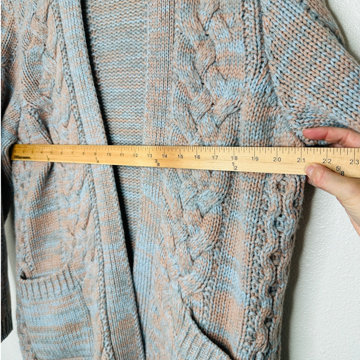 Gabriela Hearst Aguirre Blue Peach Cable Knit Cashmere Cardigan Sweater Large