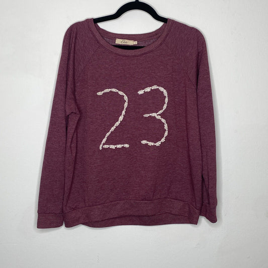 Elodie Marled Plum Purple Long Sleeve Round Neck Sweater 23 Floral Graphic Large