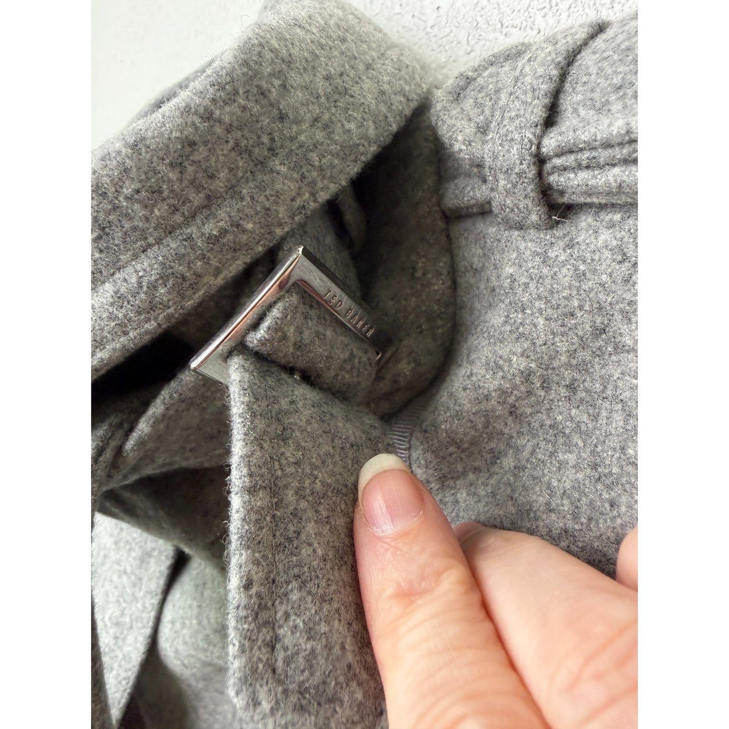 Ted Baker Gray Belted Zip Jacket Womens US 4 Heathered Coat