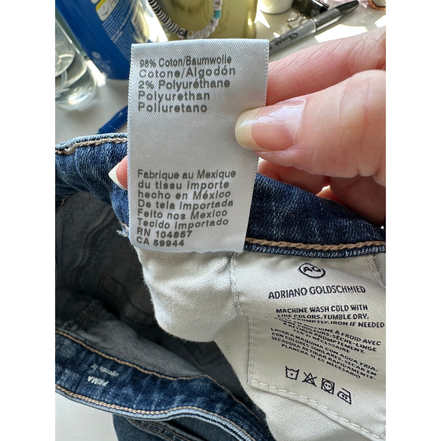 AG Dark Wash Whiskered Prima Cigarette Leg Jeans 30