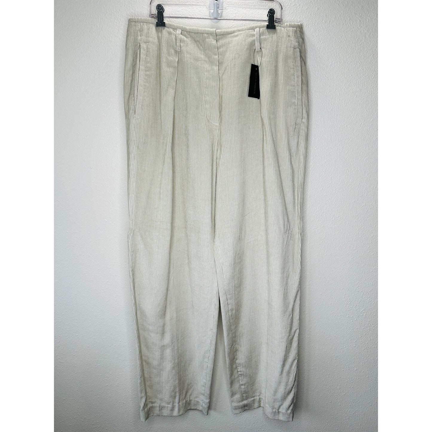 NWT Brunello Cucinelli Oversize Sand Beige Front Pleat Wide Leg Corduroy Pant 14