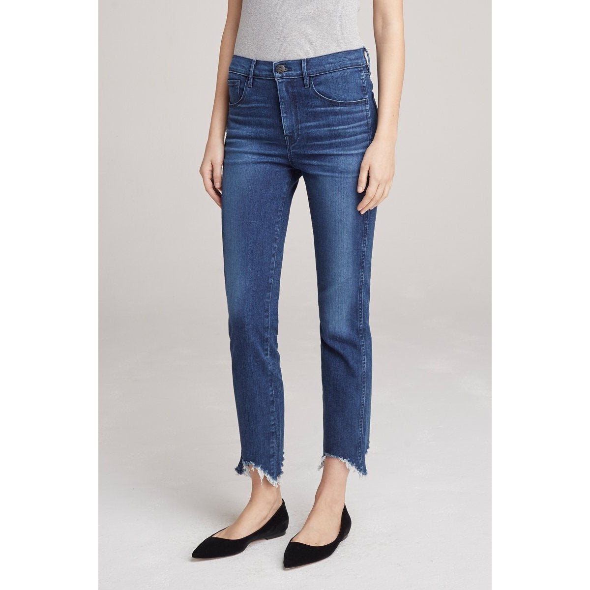 3x1 Eleta 1507 Authentic Straight Leg Raw Hem High Waist Jeans 29