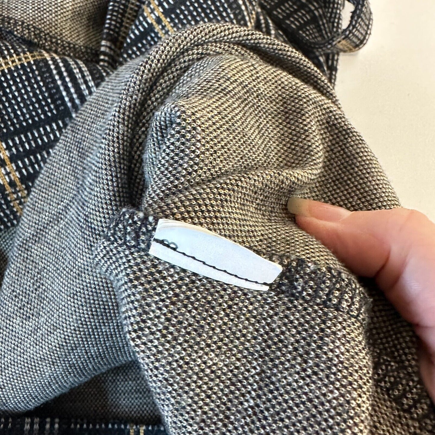 Cute Gold Gray White Black Plaid Sleeveless Knit Jumper Overall Mini Dress Med