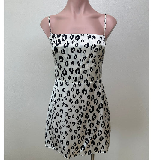 Reformation Silk Cheetah Print Slip Mini Dress Cream/Black Women’s 4