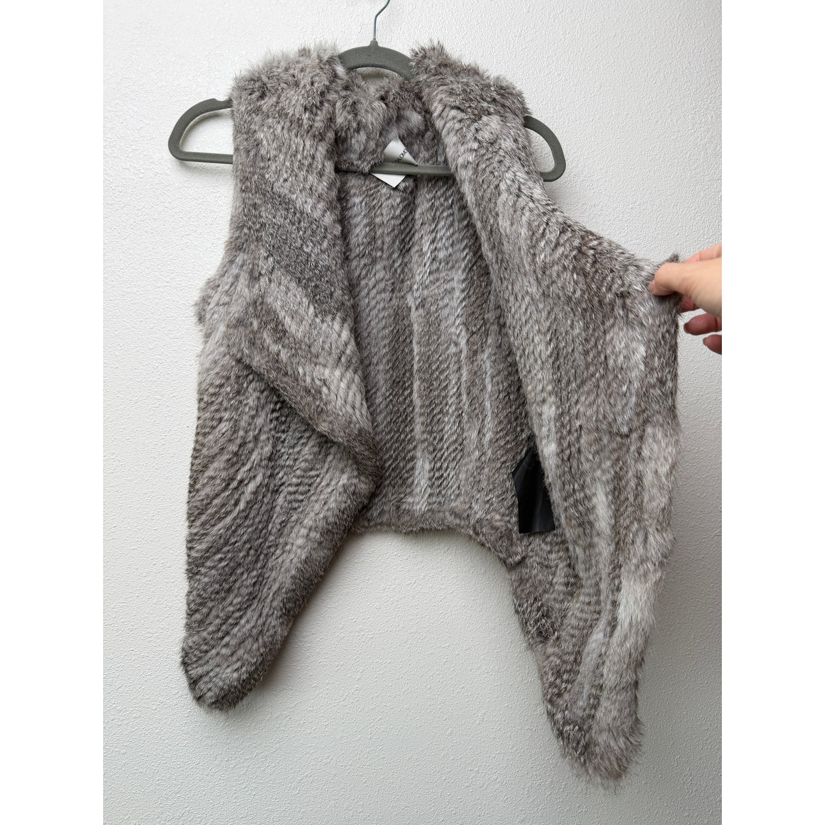 Yves Salomon Gray Rabbit Fur Drape Vest Women FR 34