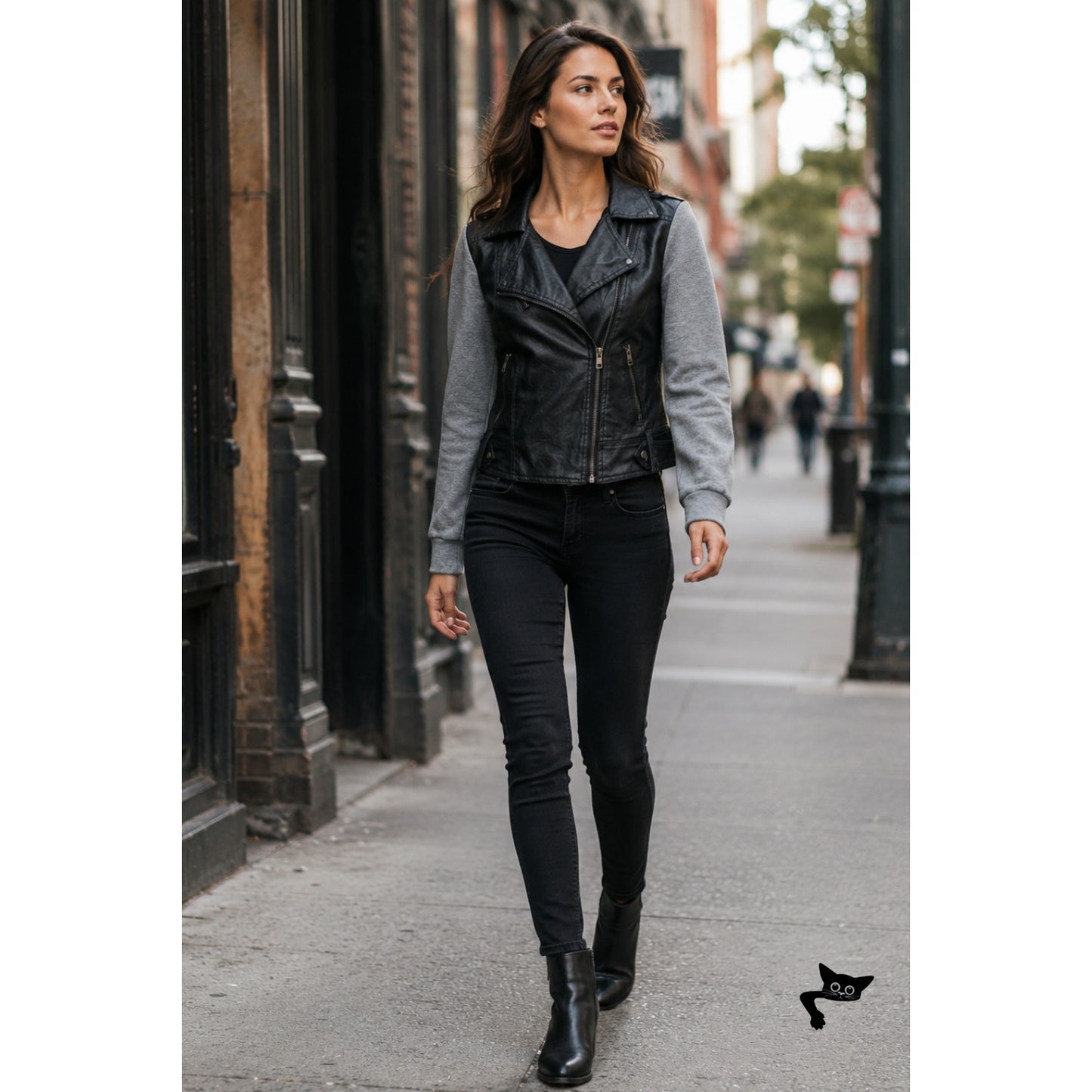 Foreign Exchange Black Gray Womens S Moto Jacket