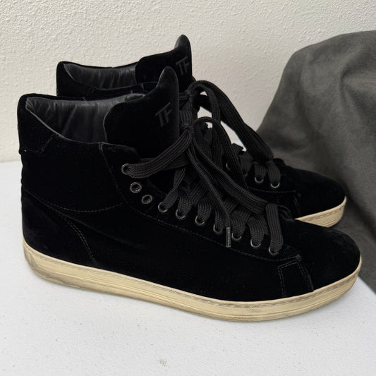 Tom Ford Black Suede High Top Sneakers Size EU 44
