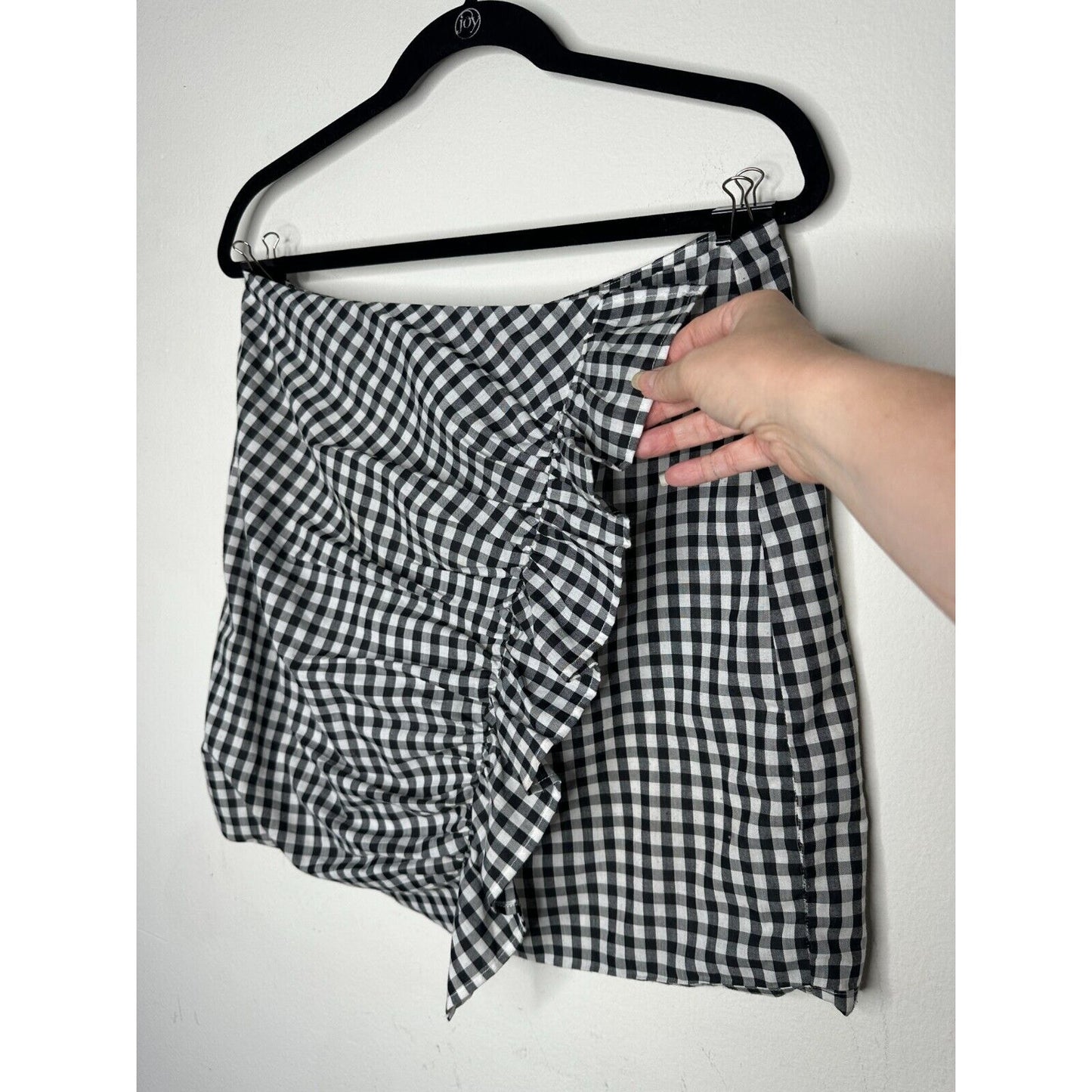 LOVERS + Friends Sassy Lisa Gingham Black White Check Ruffle Mini Skirt Large